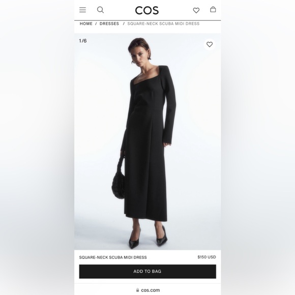 COS | Dresses | Cos Squareneck Scuba Midi Dress | Poshmark
